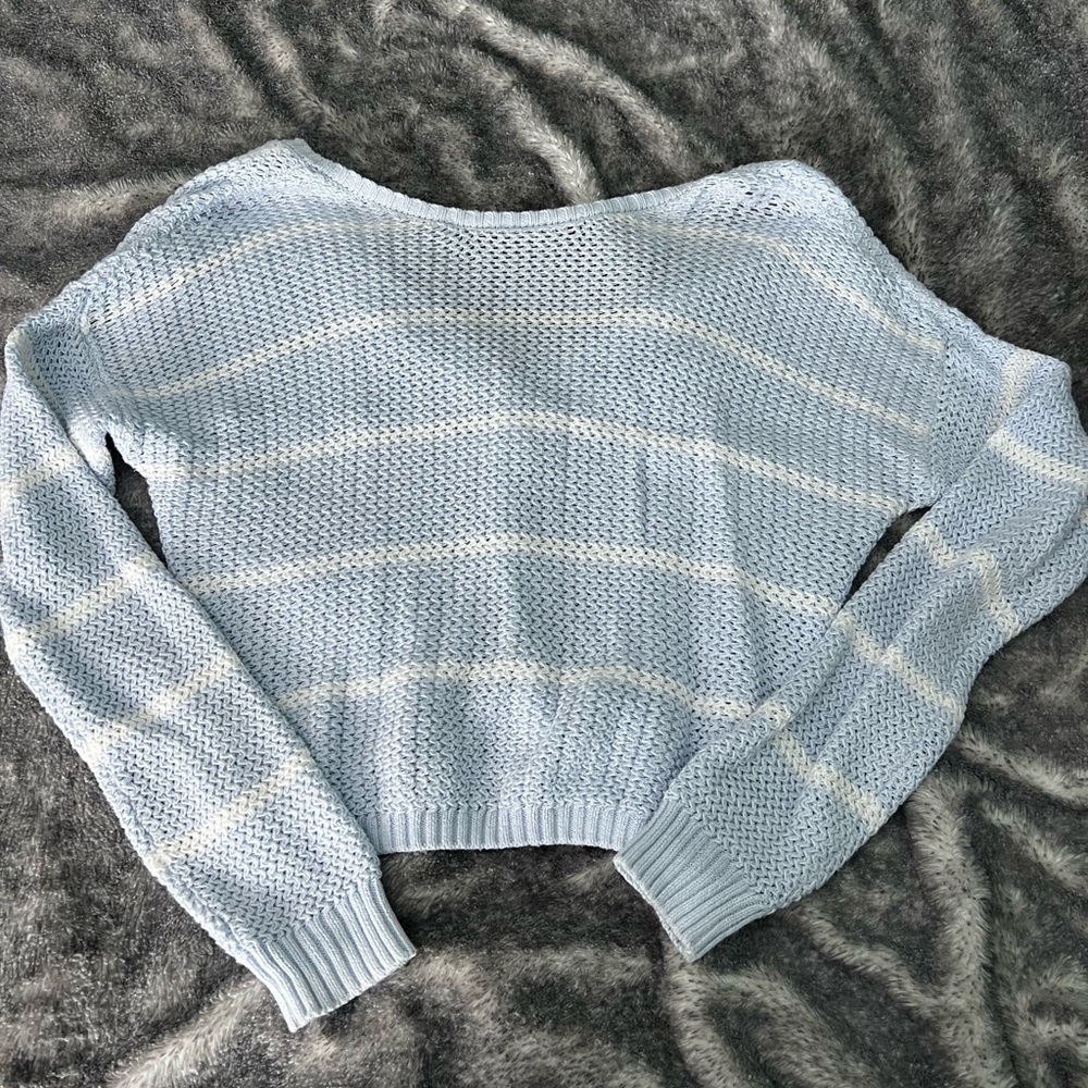 Hollister Blue Off-the-Shoulder Sweater Relaxed Fit